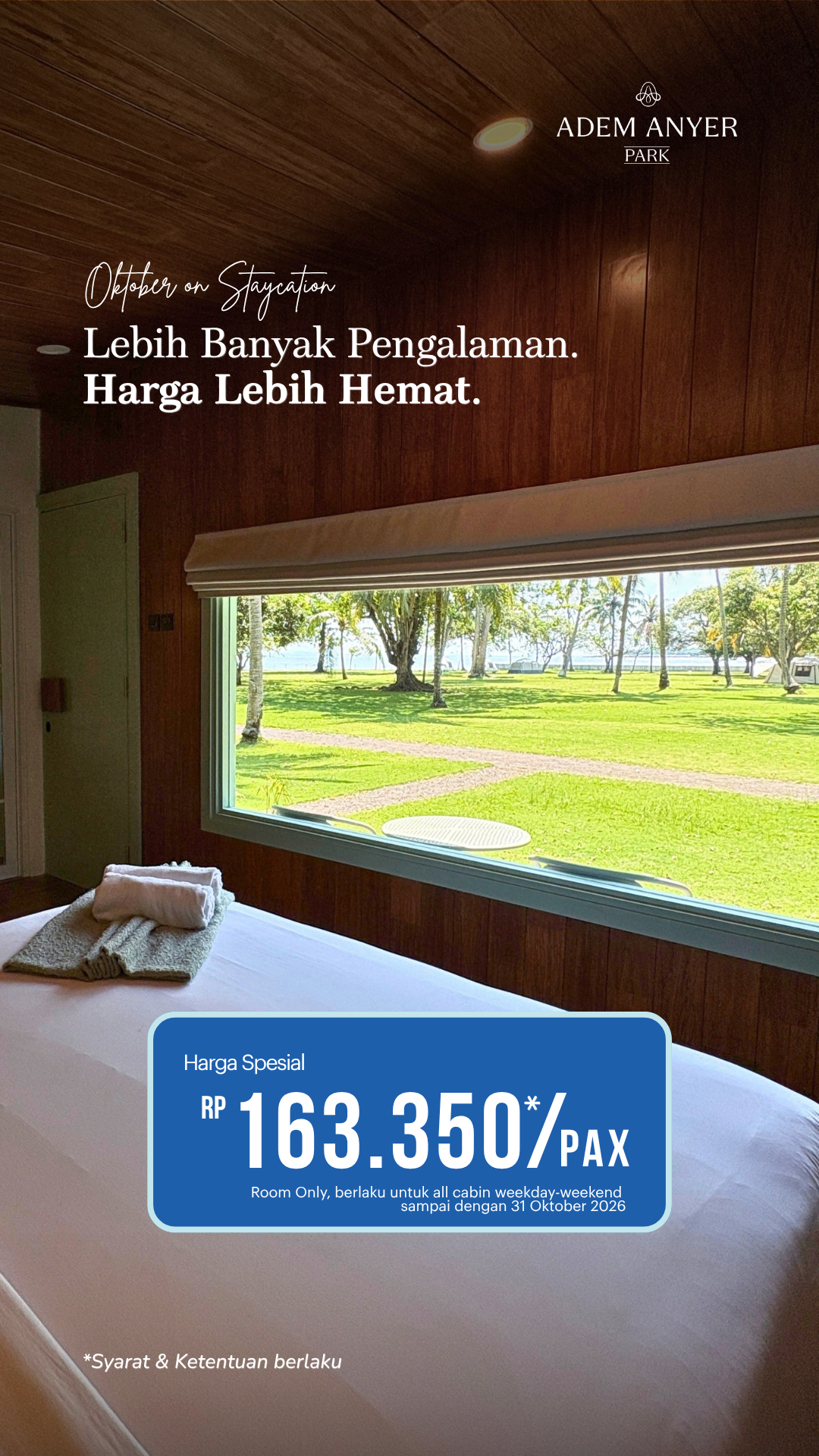 Promo Adem Anyer Park Rp163.350 per orang