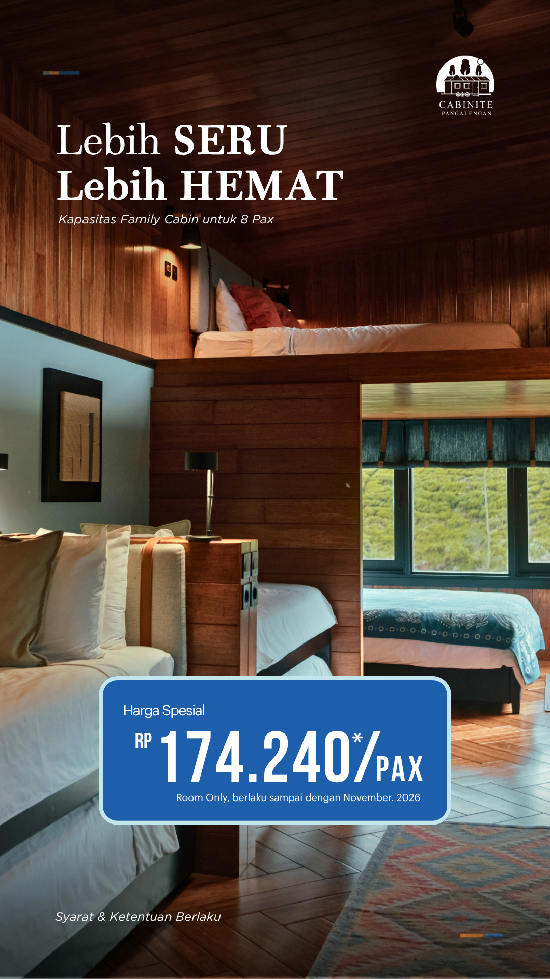 Promo kabin keluarga Cabinite Rp174.240 per orang